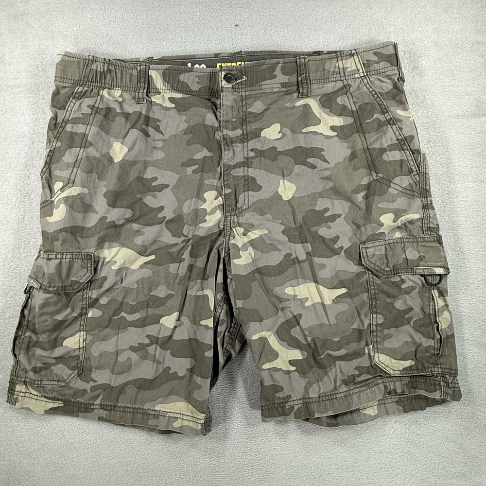 Lee Extreme Motion Cargo Shorts Mens 40 Green Camouflage Cotton Stretch Outdoor‎